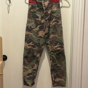 Veronica Beard Camouflage Kids Jeans with Red Accent
